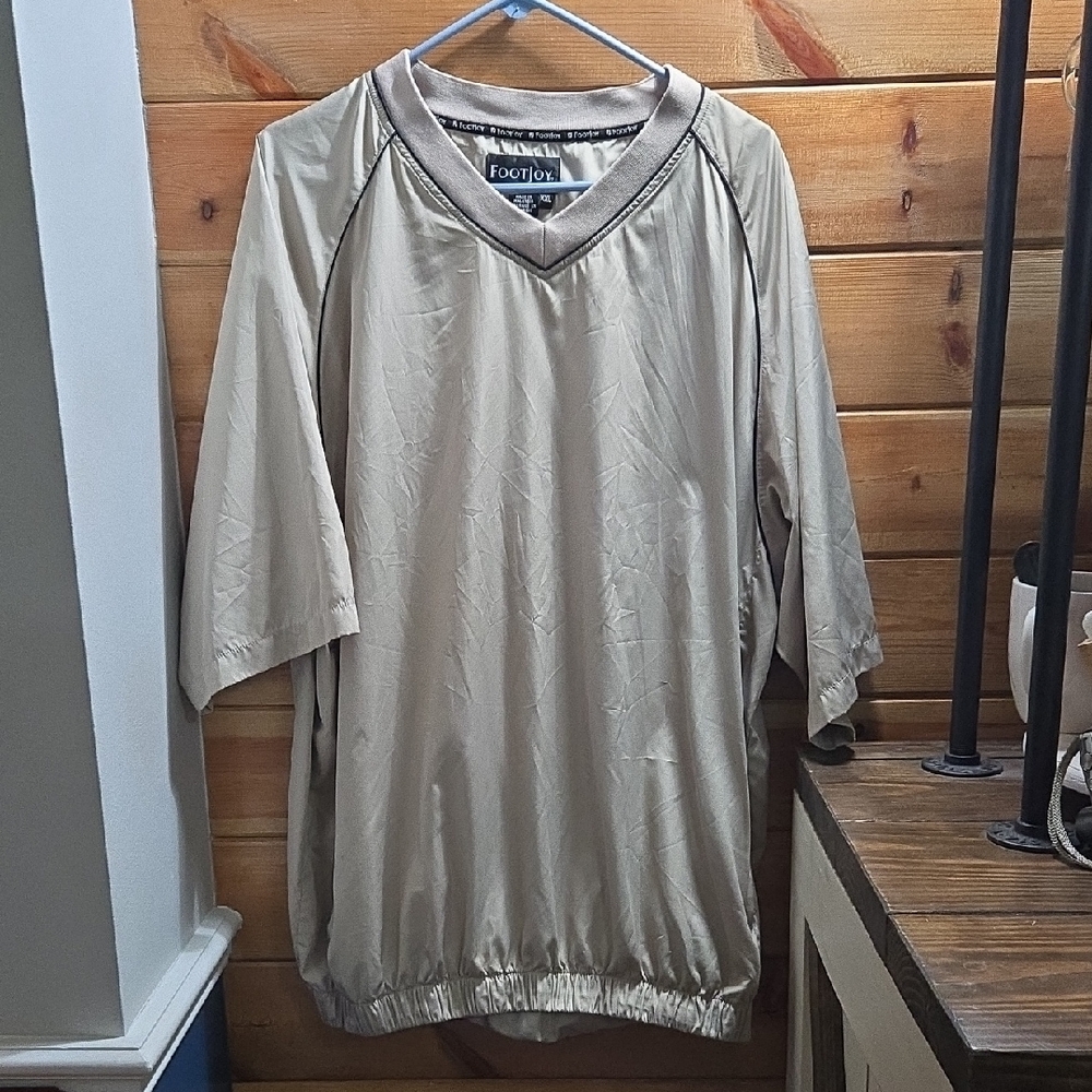 FootJoy Tan V-Neck Golf Pullover with Contrast Piping XXL D0303